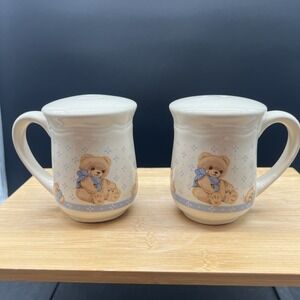 Tienshan THEODORE COUNTRY TEDDY BEAR 4" TALL Salt & Pepper Shaker Set Ceramic